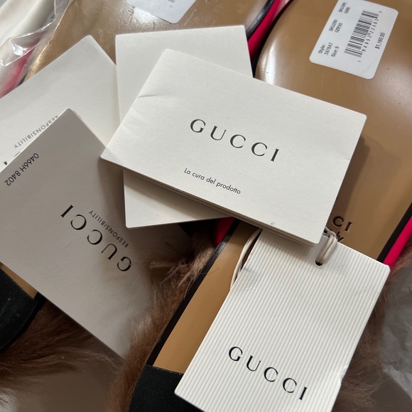 NIB Men’s GUCCI Princetown Mules Fur Lined Leather Slipper Fuchsia Pink Size 9 - Picture 8 of 9